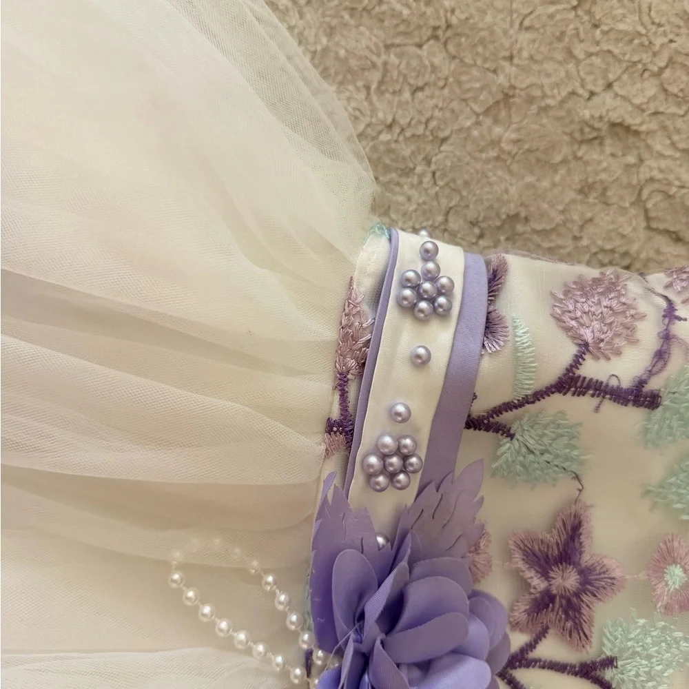Floral Embroidered Dress with Purple Accents - Picture 3 of 3